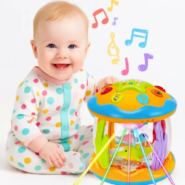 Jucarie Interactiva Bebe cu Proiector Rotativ si Lumini Jucarie Interactiva Bebe cu Proiector Rotativ si Lumini