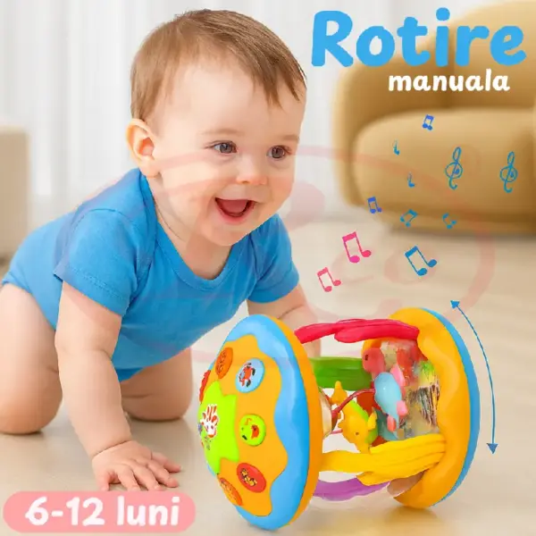 Jucarie Interactiva Bebe cu Proiector Rotativ si Lumini Jucarie Interactiva Bebe cu Proiector Rotativ si Lumini
