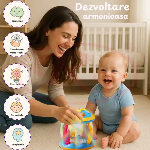 Jucarie Interactiva Bebe cu Proiector Rotativ si Lumini Jucarie Interactiva Bebe cu Proiector Rotativ si Lumini