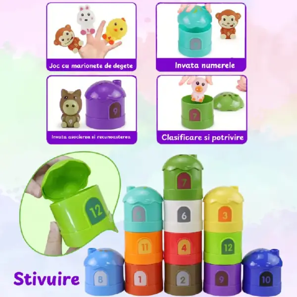 Jucarie Montessori de Asociere si Sortare cu Marionete Jucarie Montessori de Asociere si Sortare cu Marionete