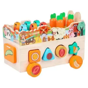 Jucarie Educativa din Lemn Ferma si Pescuit Magnetic