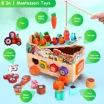 Jucarie Educativa din Lemn Ferma si Pescuit Magnetic