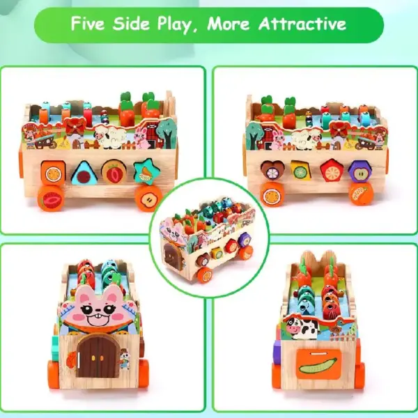 Jucarie Educativa din Lemn Ferma si Pescuit Magnetic