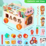 Jucarie Educativa din Lemn Ferma si Pescuit Magnetic