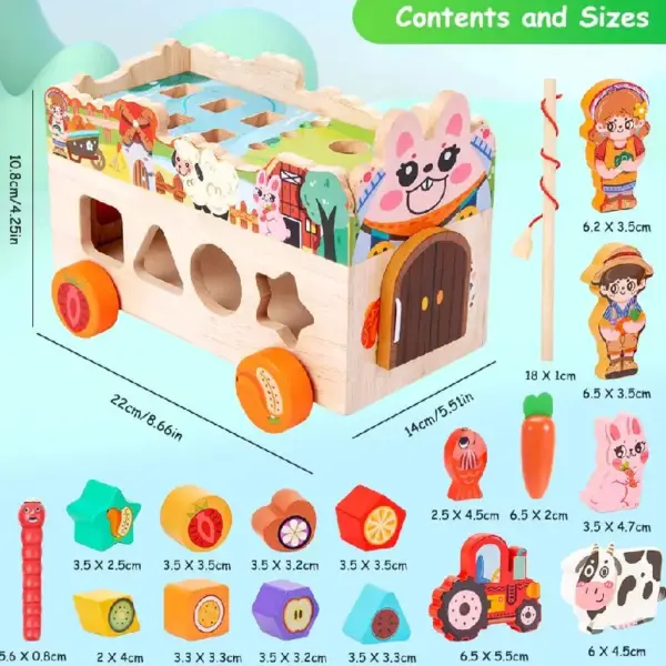 Jucarie Educativa din Lemn Ferma si Pescuit Magnetic