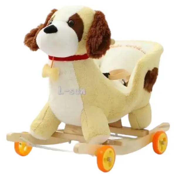 Catelus Balansoar Muzical Tip Sanie cu Spatar si Roti Catelus Balansoar Muzical Tip Sanie cu Spatar si Roti