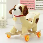 Catelus Balansoar Muzical Tip Sanie cu Spatar si Roti