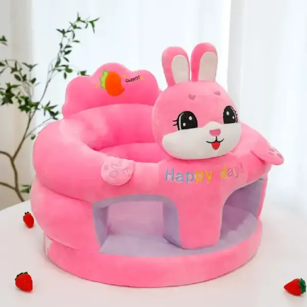Fotoliu Bebe cu Spatar si Suport Iepurasul Roz