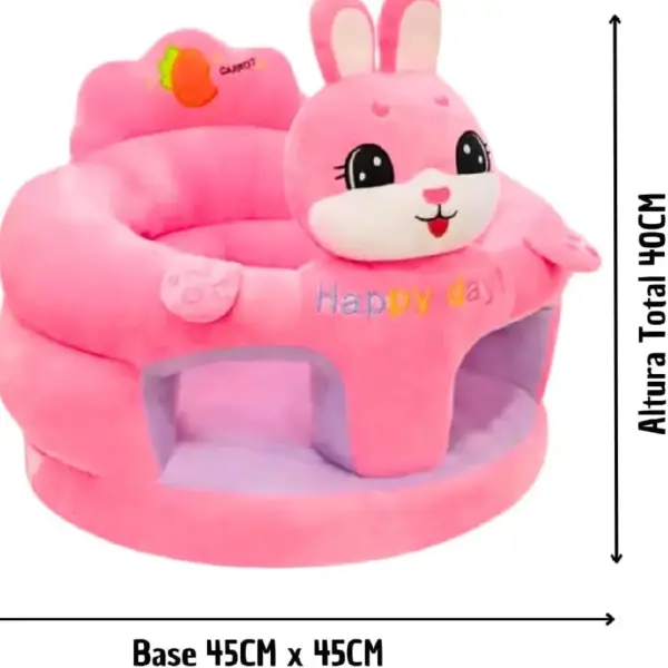 Fotoliu Bebe cu Spatar si Suport Iepurasul Roz