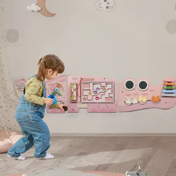 Placa Montessori Busy Board Crocodil din Lemn