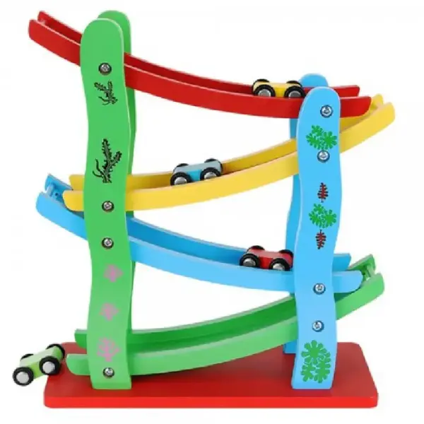 Jucarie Montessori Circuit Masini Lemn 4 Nivele