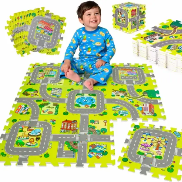 Covor Puzzle Educațional 9 Piese pentru Copii