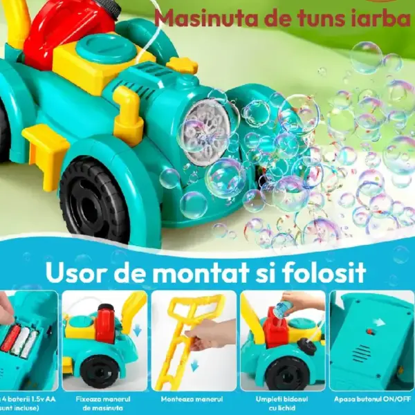 Jucarie cu Baloane de Sapun Masina de Tuns Iarba