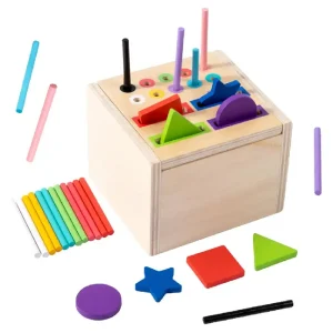Cub Montessori Sortator Forme si Culori din Lemn