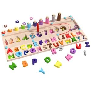 Jucarie Montessori Puzzle Educational 5 în 1 din Lemn