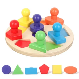 Puzzle Incastru Montessori Forme si Culori din Lemn