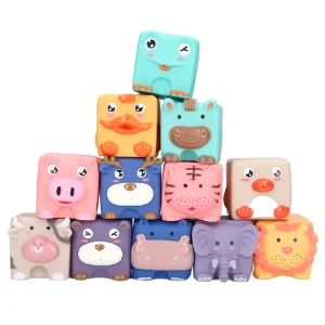 Set 12 Cuburi Senzoriale 3D cu Animalute