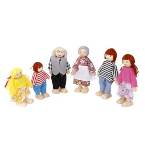 Set Sase Papusi din Lemn Familia Puppet