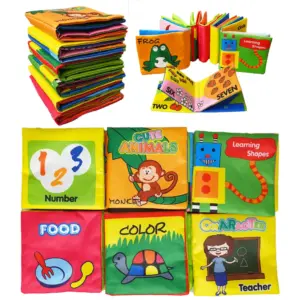 Set 6 Carticele Textile Senzoriale pentru Bebelusi
