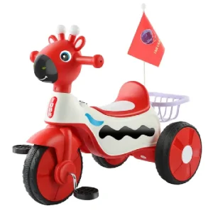 Tricicleta cu Pedale Muzica si Lumini Girafa Rosie