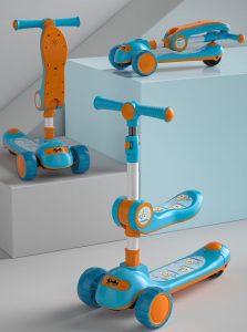 Trotineta Pliabila 2in1 cu Scaunel si Lumini pentru Copii