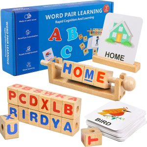 Joc Educativ Montessori Cuburi Litere Lemn