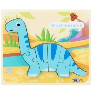 Puzzle 3D Lemn Dinozaur Brachiosaurus 6 Piese