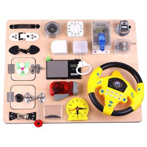 Placa Montessori Busy Board Volan si Activitati Educative