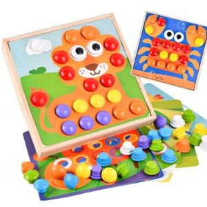 Joc Creativ Mozaic cu Butoni Lemn
