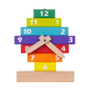 Joc Constructie Lemn Montessori Ceas Multicolor