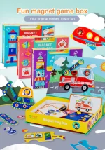Puzzle Educativ Carte Magnetica Carton 4 Jocuri