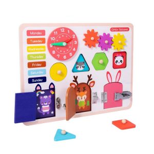 Tabla Senzoriala Montessori Activitati Puzzle Ceas si Calendar
