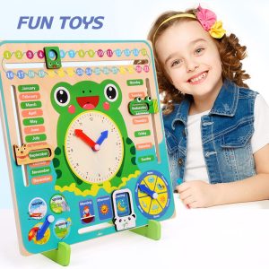 Ceas si Calendar Jucarie Montessori din Lemn