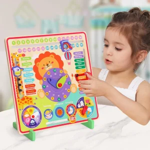 Ceas si Calendar Jucarie Montessori din Lemn