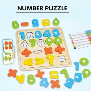 Puzzle Lemn Cifre Semne Matematice Tabla de Scris