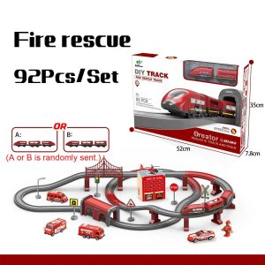 Circuit Electric Tren Fire Police cu Accesorii 92piese