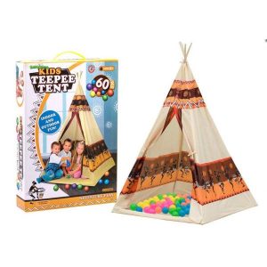 Cort Indian Teepee cu 60 Bile Colorate pentru Copii