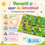 Covor Puzzle Copii din Spuma EVA 4 Piese 60x60 cm cu Cifre si Traseu