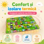 Covor Puzzle Copii din Spuma EVA 4 Piese 60x60 cm cu Cifre si Traseu