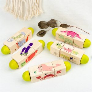 Joc Lemn Montessori Motricitate Puzzle Cub Rotativ