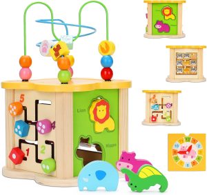 Jucarie Educativa Lemn Cub Multifunctional 6in1