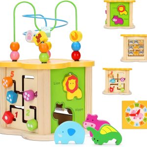 Jucarie Educativa Lemn Cub Multifunctional 6in1