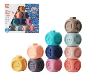 Cuburi Silicon 3D Jucarie Senzoriala Bebe