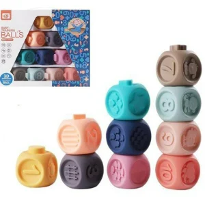 Cuburi Silicon 3D Jucarie Senzoriala Bebe