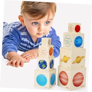 Jucarie Montessori Turnul cu Planete Cuburi Stivuibile