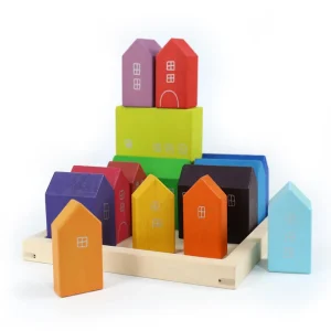 Cuburi Creative Lemn Montessori 15 Casute Curcubeu