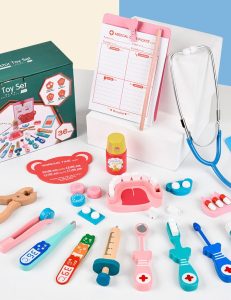 Jucarie Lemn Set Trusa Doctor Stomatolog