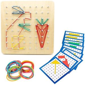 Joc Creativ Montessori Lemn Geoboard cu Elastice