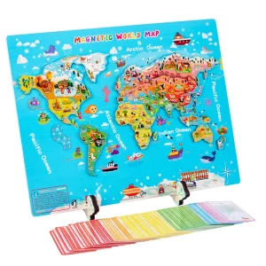 Joc Educativ Puzzle Magnetic din Lemn Harta Lumii