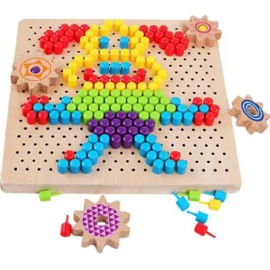 Joc Creativ Mozaic cu Butoni din Lemn